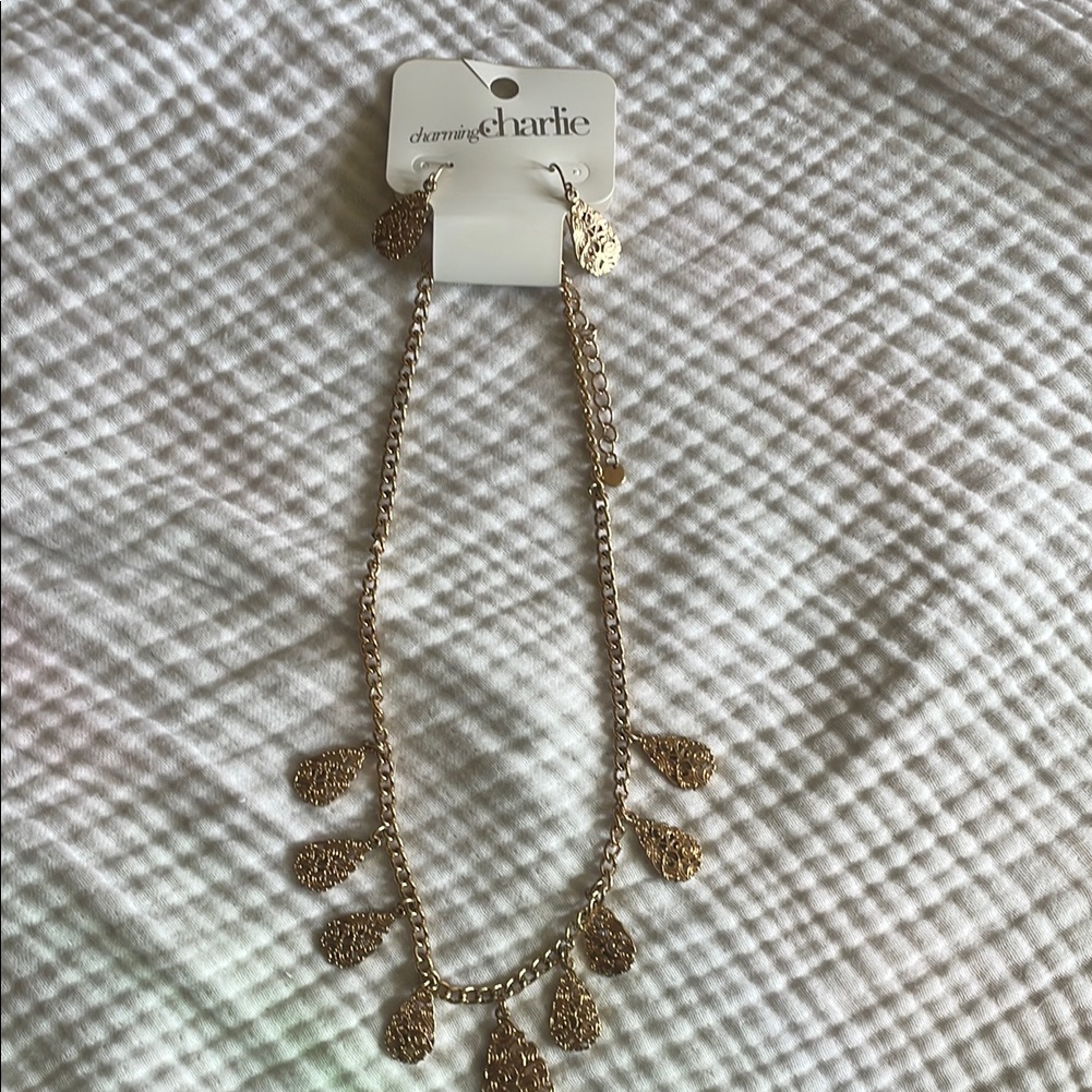 Charming Charlie Gold Multi-Strand Necklace 10$